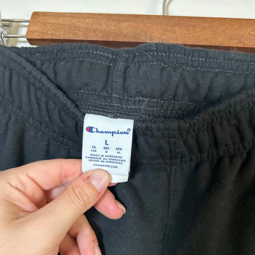 Champion Jogger‎ Pants Mens Large Black Fleece Tapered Sweatpants C Logo